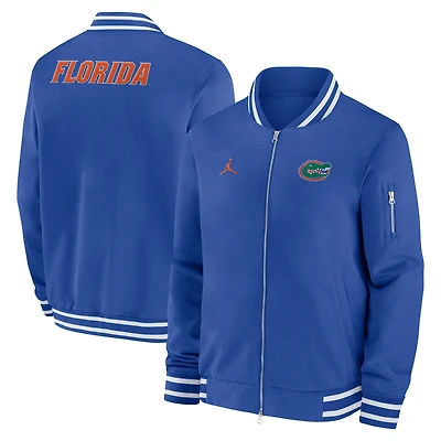 Men's Jordan Brand Royal Florida Gators 2024 Sideline Relaxed Full-Zip Bomber Jacket