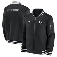 Men's Nike Black Oregon Ducks 2024 Sideline Relaxed Full-Zip Bomber Jacket