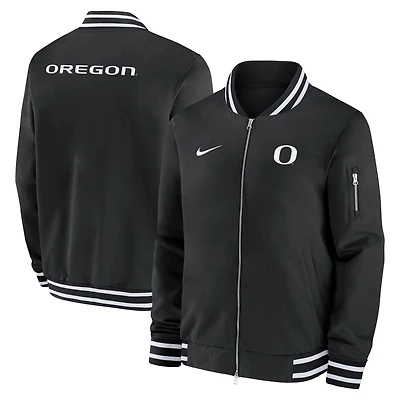 Men's Nike Black Oregon Ducks 2024 Sideline Relaxed Full-Zip Bomber Jacket