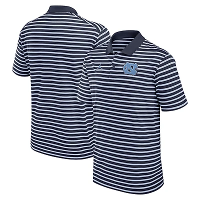 Men's Jordan Brand Navy/White North Carolina Tar Heels Primetime Victory Striped Dri-FIT Polo