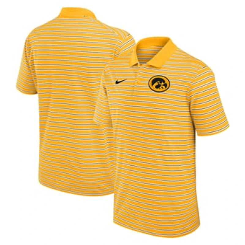 Men's Nike Gold/White Iowa Hawkeyes Primetime Victory Striped Dri-FIT Polo