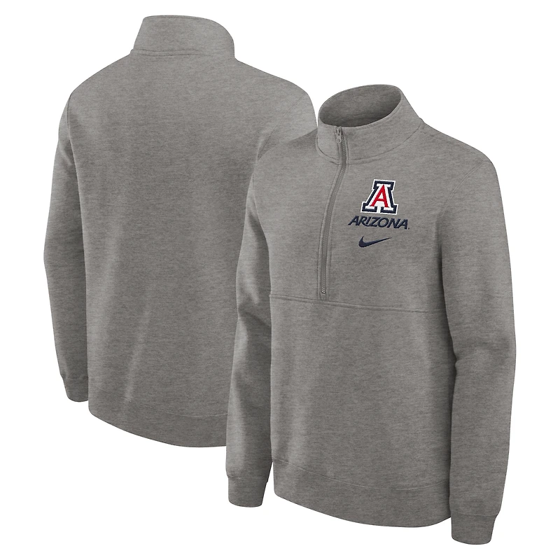 Men's Nike Heather Gray Arizona Wildcats Primetime Club Half-Zip Pullover