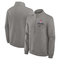 Men's Nike Heather Gray Arizona Wildcats Primetime Club Half-Zip Pullover