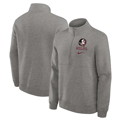Men's Nike Heather Gray Florida State Seminoles Primetime Club Half-Zip Pullover
