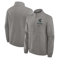 Men's Nike Heather Gray Michigan State Spartans Primetime Club Half-Zip Pullover
