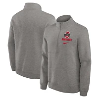 Men's Nike Heather Gray Ohio State Buckeyes Primetime Club Half-Zip Pullover