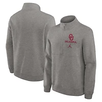 Men's Jordan Brand Heather Gray Oklahoma Sooners Primetime Club Half-Zip Pullover