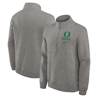 Men's Nike Heather Gray Oregon Ducks Primetime Club Half-Zip Pullover