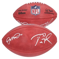 Tom Brady New England Patriots & Joe Montana San Francisco 49ers Autographed Duke Full Color Football