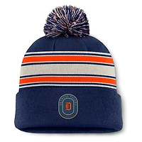 Men's Fanatics  Navy Detroit Tigers Fundamental Patch Cuffed Knit Hat with Pom