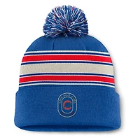 Men's Fanatics  Royal Chicago Cubs Fundamental Patch Cuffed Knit Hat with Pom