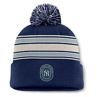 Men's Fanatics  Navy New York Yankees Fundamental Patch Cuffed Knit Hat with Pom