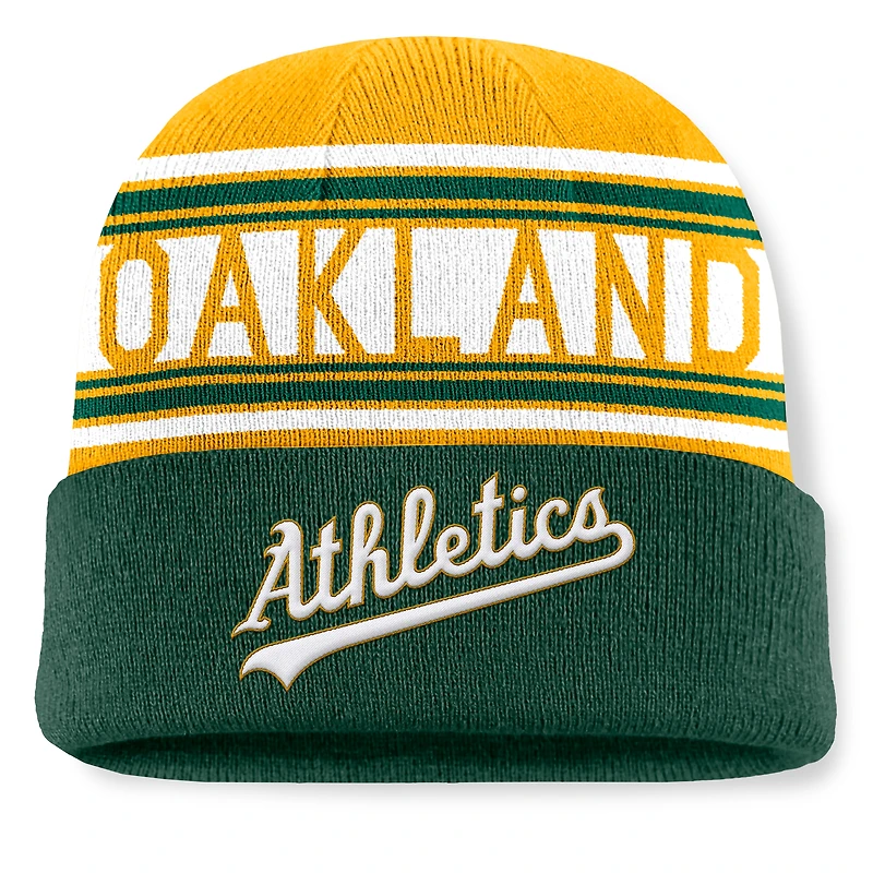 Men's Fanatics Green Athletics Fundamental Team Stripe Cuffed Knit Hat