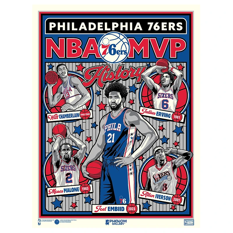 Phenom Gallery Philadelphia 76ers 18" x 24" Serigraph Print