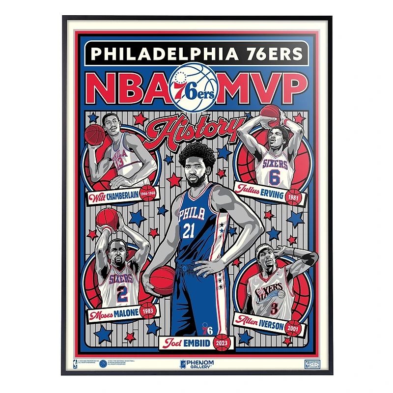 Phenom Gallery Philadelphia 76ers  18" x 24" Deluxe Framed Serigraph Print