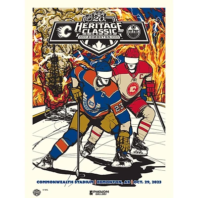 Phenom Gallery Edmonton Oilers vs. Calgary Flames 2023 NHL Heritage Classic 18" x 24" Serigraph