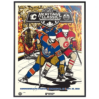 Phenom Gallery Edmonton Oilers vs. Calgary Flames 2023 NHL Heritage Classic 18" x 24" Deluxe Framed Serigraph Print