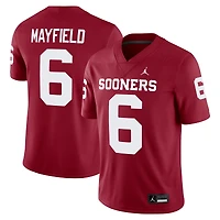 Men's Jordan Brand Baker Mayfield Crimson Oklahoma Sooners Alumni Player Game Jersey