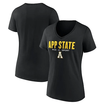 Women's Black Appalachian State Mountaineers Authentic Pick-A-Sport V-Neck T-Shirt