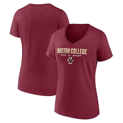 Women's Maroon Boston College Eagles Authentic Pick-A-Sport V-Neck T-Shirt