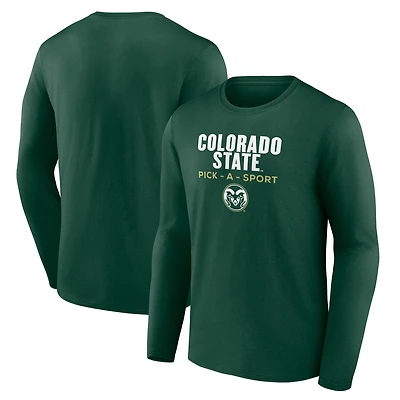 Men's Green Colorado State Rams Authentic Pick-A-Sport Long Sleeve T-Shirt