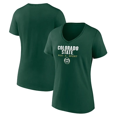 Women's Green Colorado State Rams Authentic Pick-A-Sport V-Neck T-Shirt