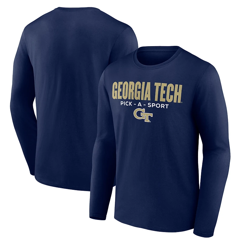 Men's Navy Georgia Tech Yellow Jackets Authentic Pick-A-Sport Long Sleeve T-Shirt