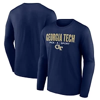 Men's Navy Georgia Tech Yellow Jackets Authentic Pick-A-Sport Long Sleeve T-Shirt