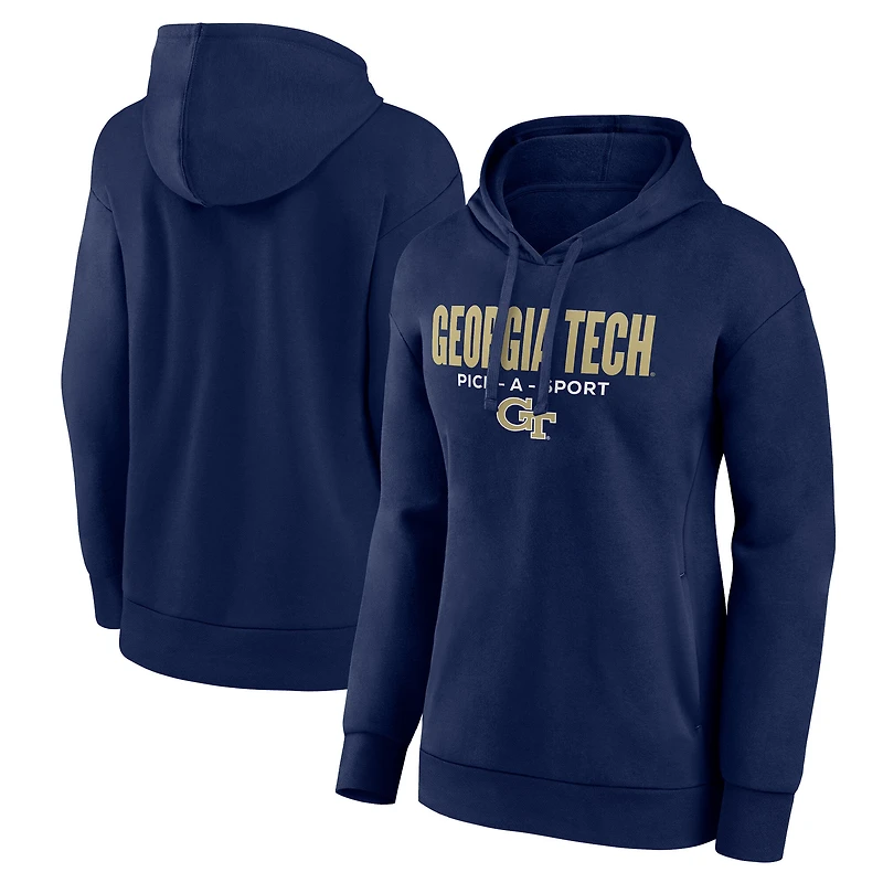 Women's Navy Georgia Tech Yellow Jackets Authentic Pick-A-Sport Pullover Hoodie