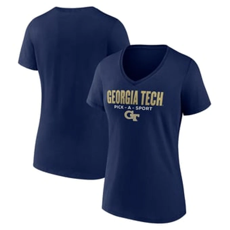 Women's Navy Georgia Tech Yellow Jackets Authentic Pick-A-Sport V-Neck T-Shirt