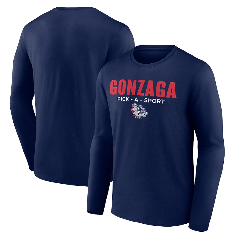 Men's Navy Gonzaga Bulldogs Authentic Pick-A-Sport Long Sleeve T-Shirt