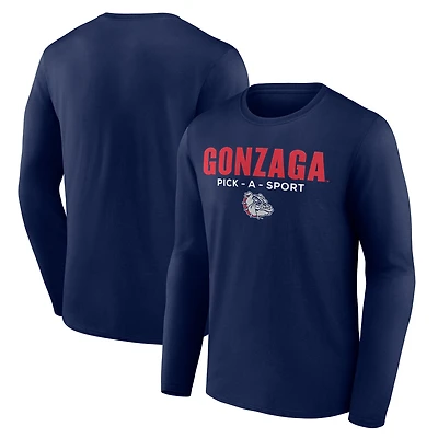 Men's Navy Gonzaga Bulldogs Authentic Pick-A-Sport Long Sleeve T-Shirt
