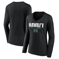 Women's Black Hawaii Rainbow Warriors Authentic Pick-A-Sport Long Sleeve V-Neck T-Shirt