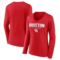 Women's Red Houston Cougars Authentic Pick-A-Sport Long Sleeve V-Neck T-Shirt