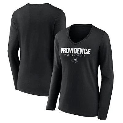 Women's Black Providence Friars Authentic Pick-A-Sport Long Sleeve V-Neck T-Shirt