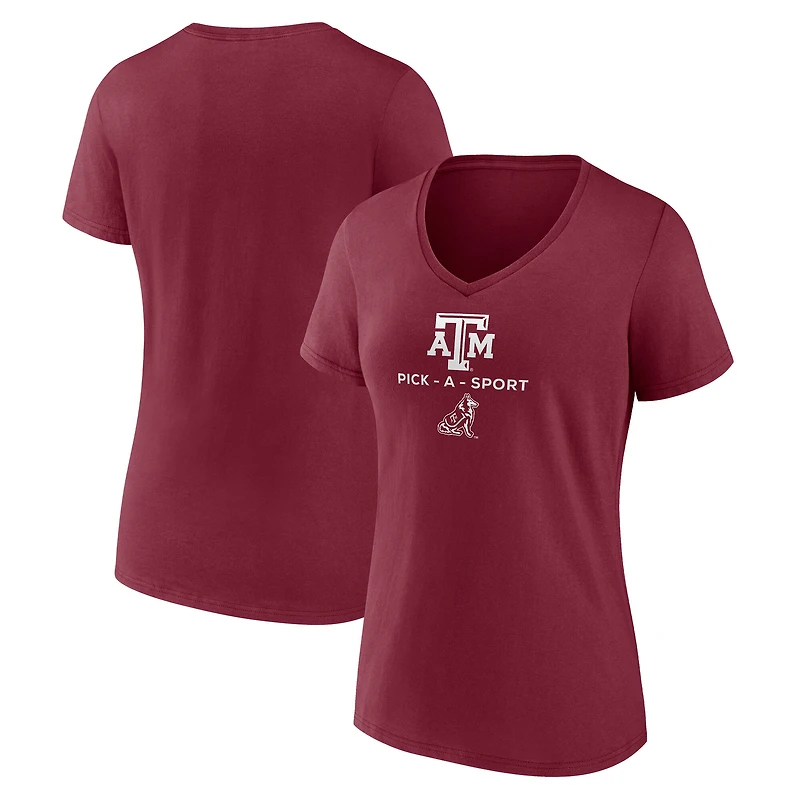 Women's Maroon Texas A&M Aggies Authentic Pick-A-Sport V-Neck T-Shirt