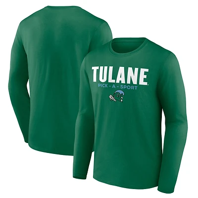Men's Green Tulane Green Wave Authentic Pick-A-Sport Long Sleeve T-Shirt