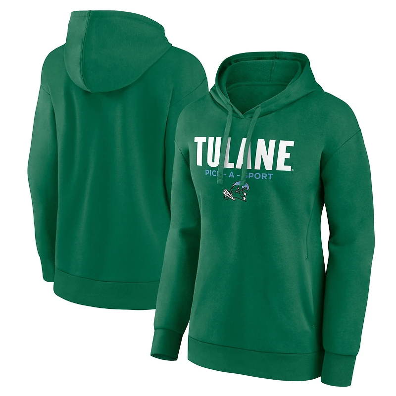 Women's Green Tulane Green Wave Authentic Pick-A-Sport Pullover Hoodie