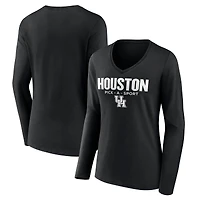 Women's Black Houston Cougars Authentic Pick-A-Sport Long Sleeve V-Neck T-Shirt
