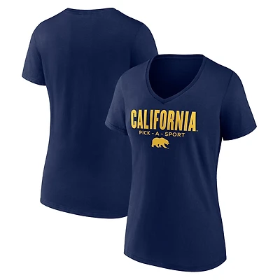 Women's Navy Cal Bears Authentic Pick-A-Sport V-Neck T-Shirt
