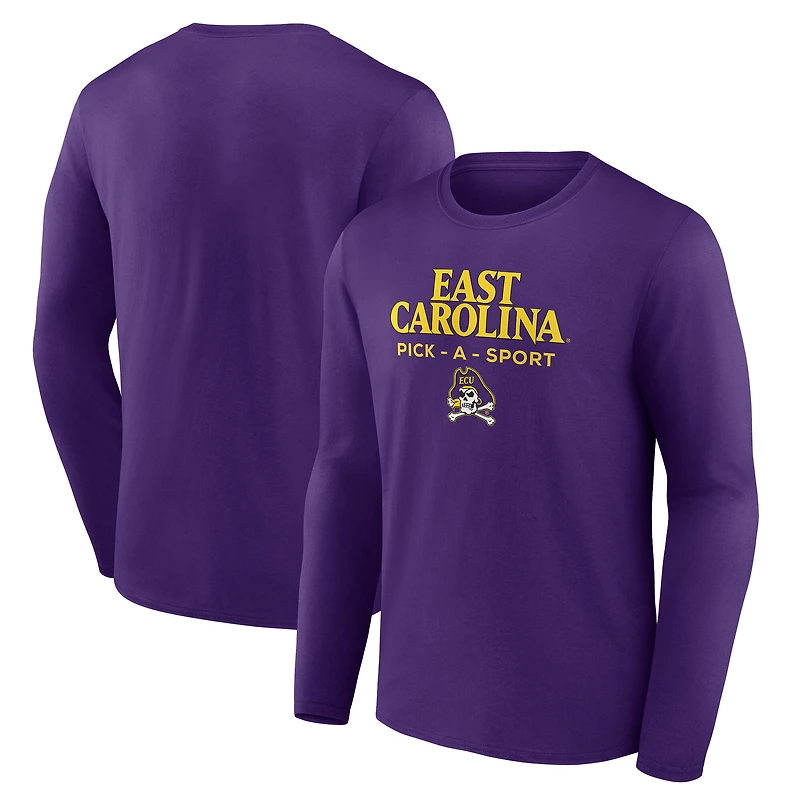 Men's Purple ECU Pirates Authentic Pick-A-Sport Long Sleeve T-Shirt