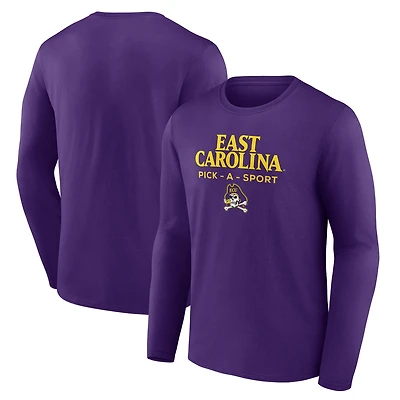 Men's Purple ECU Pirates Authentic Pick-A-Sport Long Sleeve T-Shirt