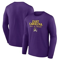 Men's Purple ECU Pirates Authentic Pick-A-Sport Long Sleeve T-Shirt