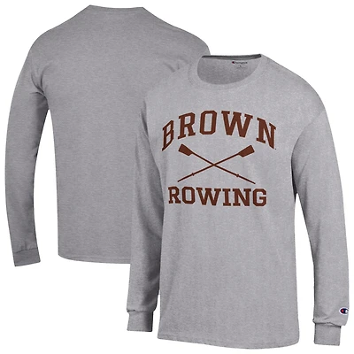 Men's Champion Gray Brown Bears Rowing Jersey Long Sleeve T-Shirt
