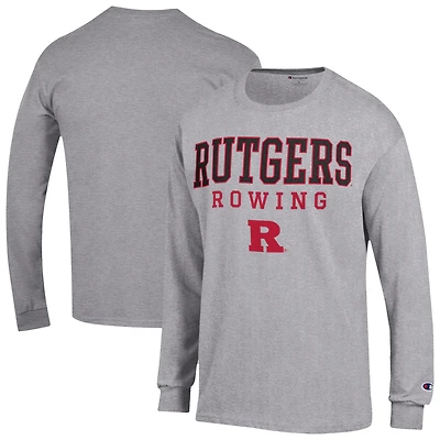 Men's Champion Gray Rutgers Scarlet Knights Rowing Jersey Long Sleeve T-Shirt