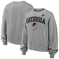Women's Nike Heather Gray Georgia Bulldogs Oversized Legacy Classic Arch Sweatshirt