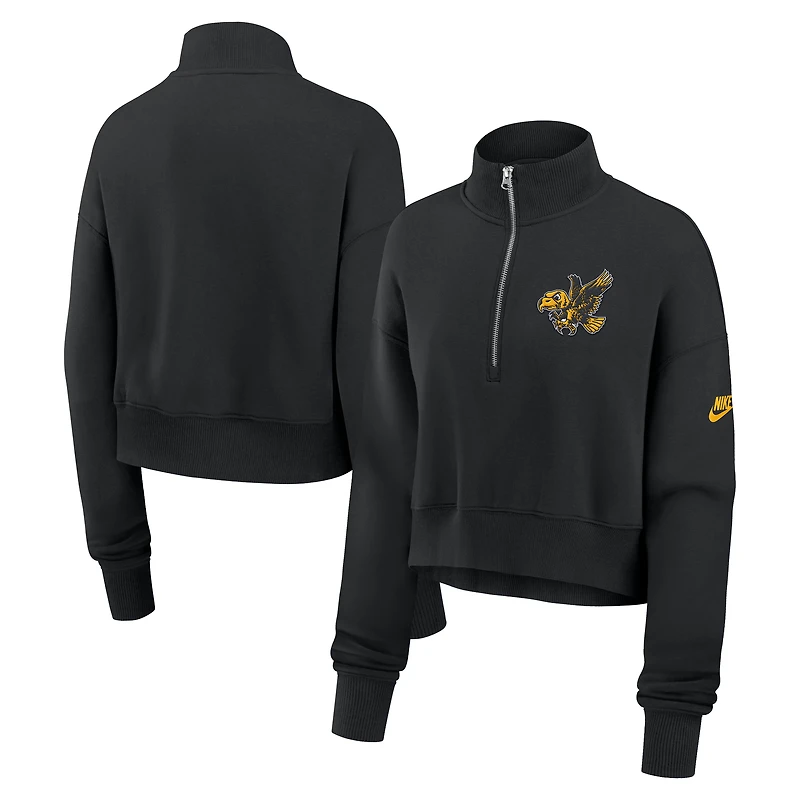 Women's Nike Black Iowa Hawkeyes Legacy Elevated Logo Half-Zip Sweatshirt