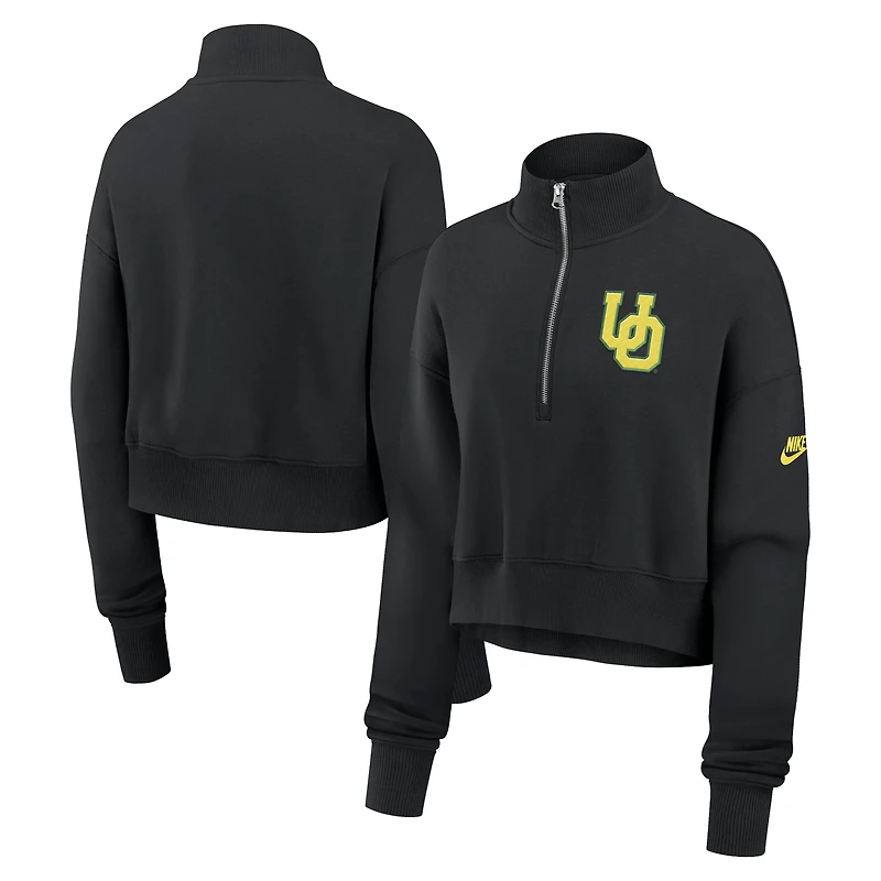 Women's Nike Black Oregon Ducks Legacy Elevated Logo Half-Zip Sweatshirt