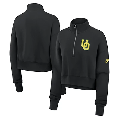 Women's Nike Black Oregon Ducks Legacy Elevated Logo Half-Zip Sweatshirt