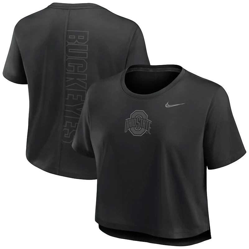 Women's Nike Black Ohio State Buckeyes Dri-FIT Cropped T-Shirt